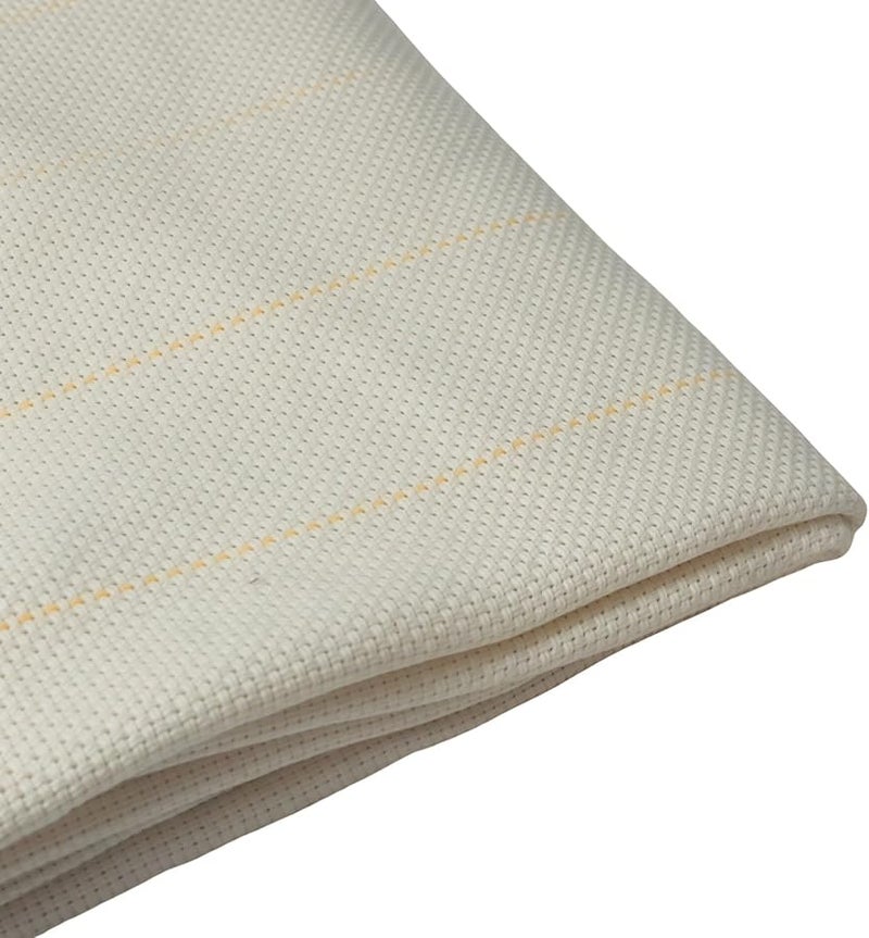 Monks Cloth Fabric 4.92x4.92 Ft Cotton with Yellow Stripes for Rug Tufting and Punch Needle - Image 1